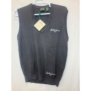 Bobby Jones Golf Vest Mens Large L Sleeveless Knit Sweater Black NWT Double logo